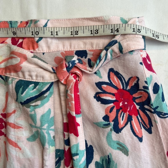 LOFT Linen Blend Floral Print Midi Wrap Spring Flowy Pink & Blue Skirt SZ 6 - Picture 7 of 8